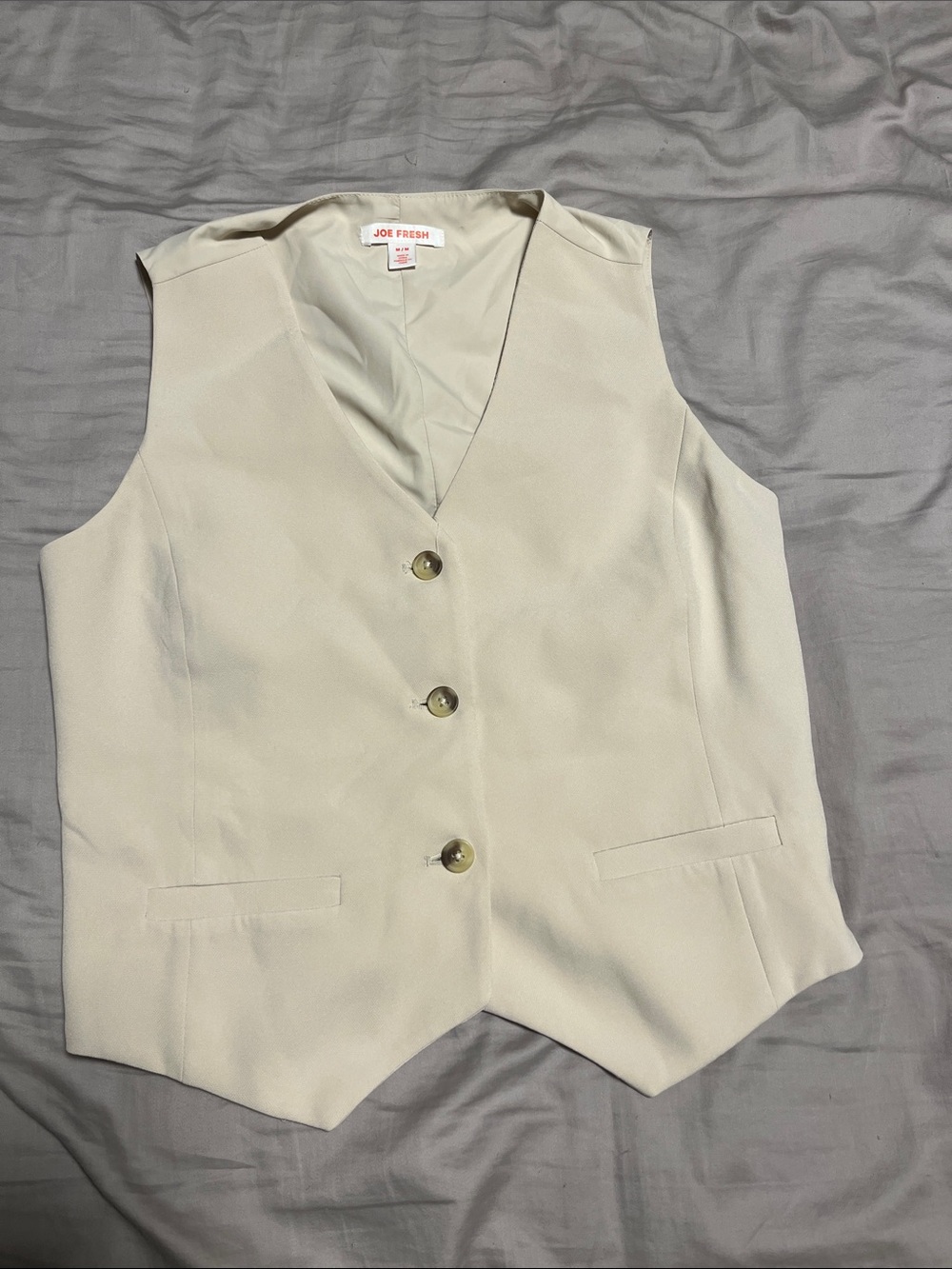 Joe Fresh Women's Cream Tailored Button Vest